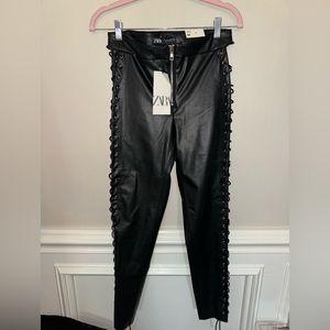 Zara leather pants that tie up on the sides